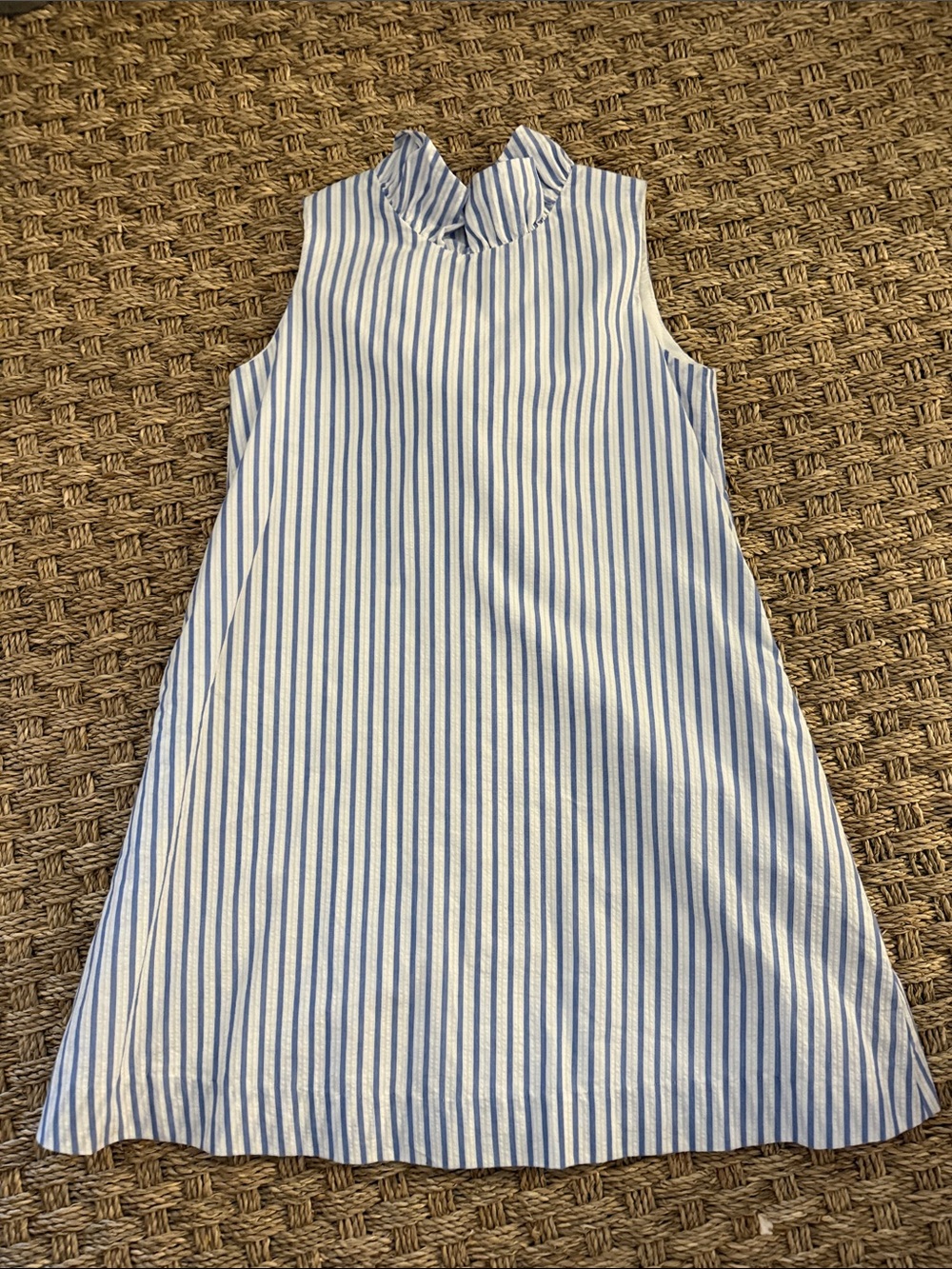 Girls Sleeveless Blue Stripe Casual Dress.